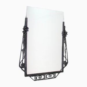 Art Deco Spiegel mit schwarzem Eisenrahmen