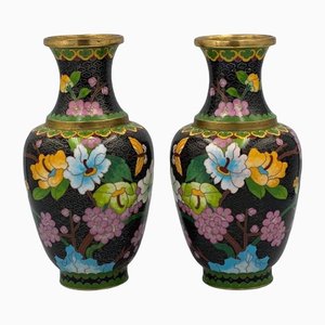 Paired Chinese Vases Cloisonne, 1960s, Set of 2