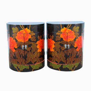 Orientalist Style Lacquered Bedside Tables, 1970s, Set of 2