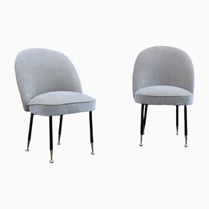 Chaises en Velours Gris par Gastone Rinaldi pour Rima, 1950s, Set de 2