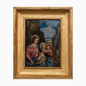 Italian Religious Painting, 17th-Century, Oil on Copper, Framed