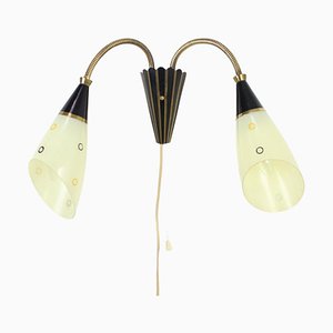 Mid-Century Wandlampe aus Messing & Glas, 1960er