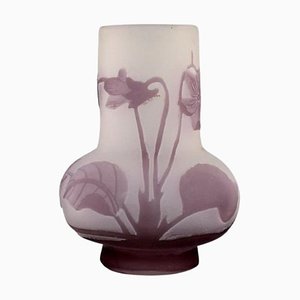 20th Century Antique Frosted and Purple Art Glass Vase by Emile Gallé