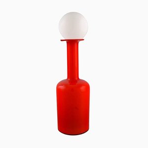 Red Mouth Blown Art Glass Vase by Otto Brauer for Holmegaard