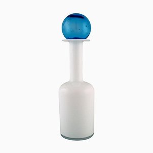 White Mouth-Blown Art Glass Vase Bottle by Otto Brauer for Holmegaar