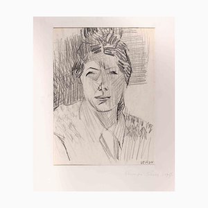 Véronique Veron, Portrait of Woman, Original Zeichnung, 1950er