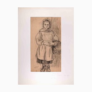 Marcelino Desboutin, Retrato de niño, dibujo original, 1901
