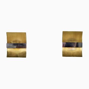 Postmodern Brass Wall Lamps from Maison Andras, Set of 2