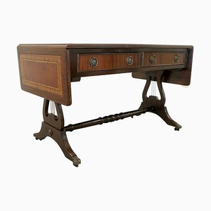 Large Brown Leather Top Drop Leaf Console from Bevan Funnell