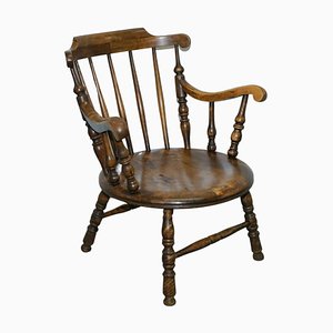 Beechwood Low Back Windsor Carver Armchair on Ball and Reel Legs