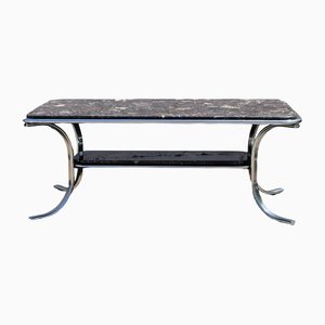 Large Vintage French Chrome and Marble Coffee Table