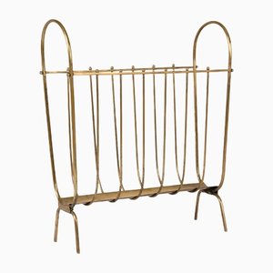 Mid-Century Italian Brass Magazine Rack or Music Stand in the Style of Gio Ponti, 1950s