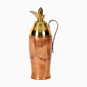 Mid-Century Goatskin and Brass Thermos Decanter by Aldo Tura for Macabo, Italy, 1950s
