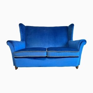 Antikes Sofa aus blauem Samt