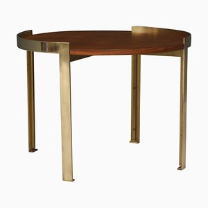 Wood and Brass Coffee Table, Italy, 1960s