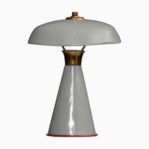 Lampe de Bureau en Métal Laqué et Laiton, Italie, 1950s