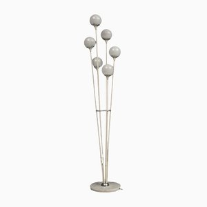 Carrara Marble and Lacquered Metal Floor Lamp Alberello, Italy, 1960s