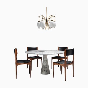 Italian Dining Room Set with Table from Mangiarotti, Chairs from Gibelli and Lamp, Set of 6