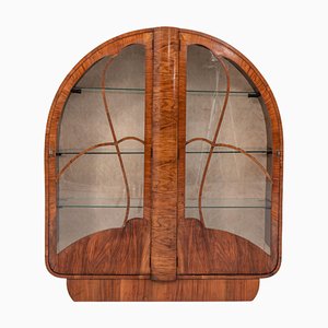 Art Deco Walnut and Glass Cabinet, France, 1920s