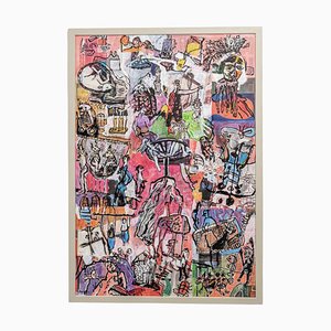 Noor Knip, 2021, Farbige Tinte und Acryl auf bedrucktem Papier