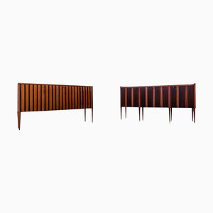 Credenzas italianas grandes de nogal y caoba de Paolo Buffa para Cassina, 1956. Juego de 2