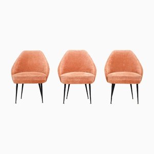 Fauteuils en Velours Rose par Carlo Pagano pour Arflex, Italie, 1952, Set de 3