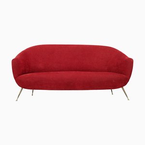 Italienisches 3-Sitzer Sofa aus Messing und Stoff, 1960er