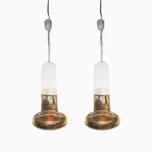 Lámparas colgantes italianas Mid-Century de cristal de Murano de Veart, años 60. Juego de 2