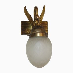 Art Deco Schwanenförmige Wandlampe aus Messing