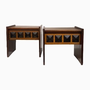 Italian Wooden Bedside Cabinets, Set of 2