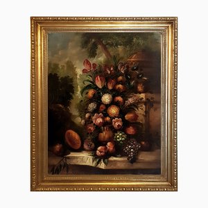 Lorenzo Renzi, Stillleben mit Blumen, Italienische Schule, Italien, Öl auf Leinwand, Gerahmt