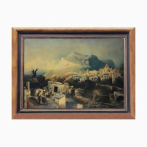 After Giacinto Gigante, Capri, Posillipo School, Oil on Canvas, Framed