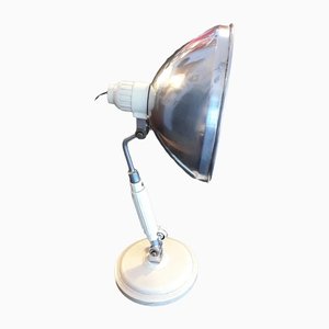 German Art Deco Adjustable Desk Lamp with Cream Bakelite Base, Nickel-Plated Mount & Aluminum Shade from Junolux, 1930s