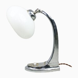 Mid-Century Flower Table Lamp in Chrome and Opaline
