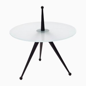 Beech and Glass Tripod Side Table in the Style of Cesare Lacca, Italy, 1980s
