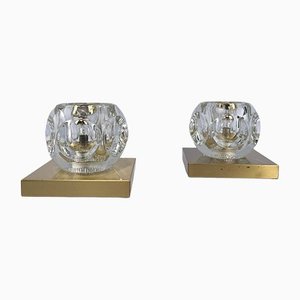 German Cube Wall Lights in Glass from Peill & Putzler, 1970s, Set of 2