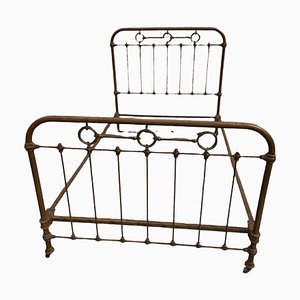 Bed Frame in Wrought Iron and Brass, 1900