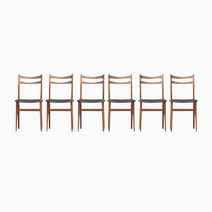 Scandinavian Chairs in Beech and Black Ska, 1960s, Set of 6