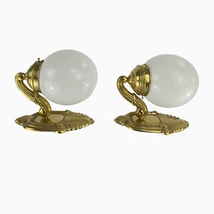 Viennese Brass Wall Lamps, Set of 2