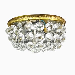French Lead Crystal Ceiling Lamp, 1920s