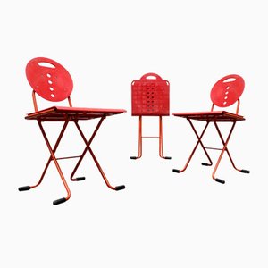 Vintage Italian Postmodern Charlie Folding Chair by Carlo Bimbi & Nilo Gioacchini for Segis, 1980s, Set of 3