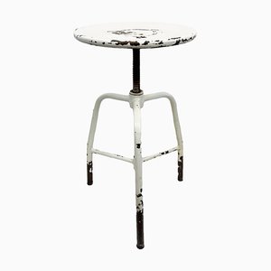 Industrial White Swivel Stool in Iron, 1960s
