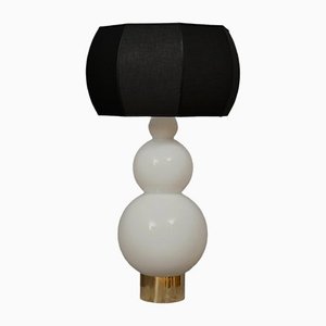 White Murano Glass and Brass Table Lamp, 1980s