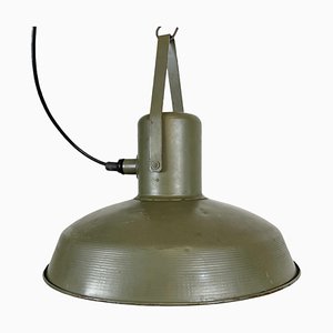 Vintage Army Pendant Lamp in Green Iron, 1960s