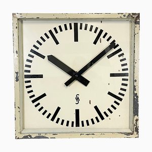 Large Industrial Factory Wall Clock in Beige from Siemens, 1950s