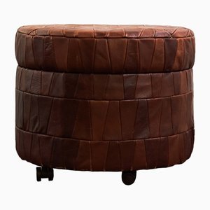 Leather Patchwork Ottoman, 1970s