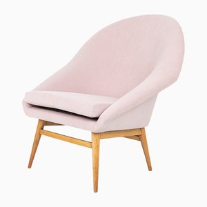 Clamshell Chair in Powder Pink Velvet, 1960s