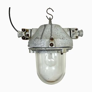 Lámpara industrial gris a prueba de explosiones de aluminio fundido de Elektrosvit, años 70