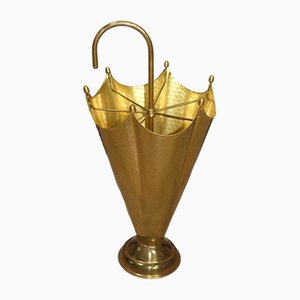 Umbrella Stand with Handle in Glossy Gold Brass