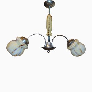 Art Deco Brass Nickel-Plated Hanging Lamp